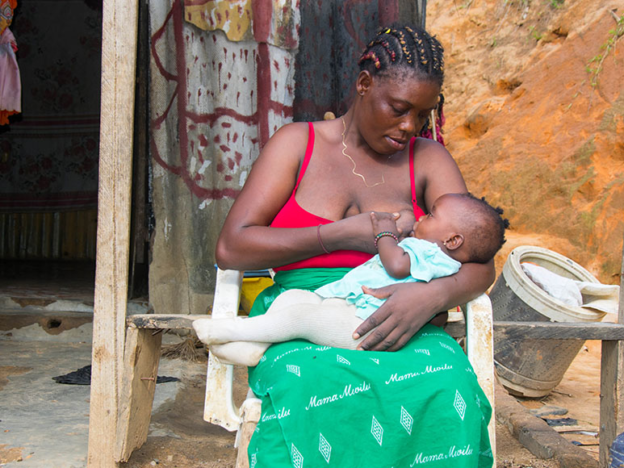Congolese mother breastfeeding her baby