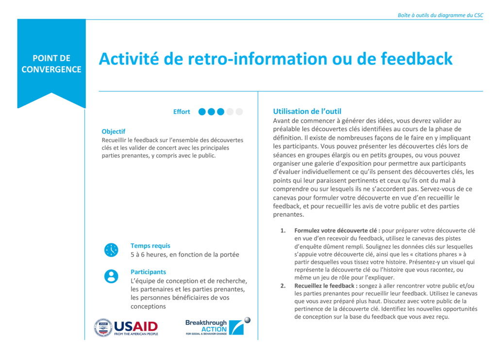 Activité de retro-information ou de feedback