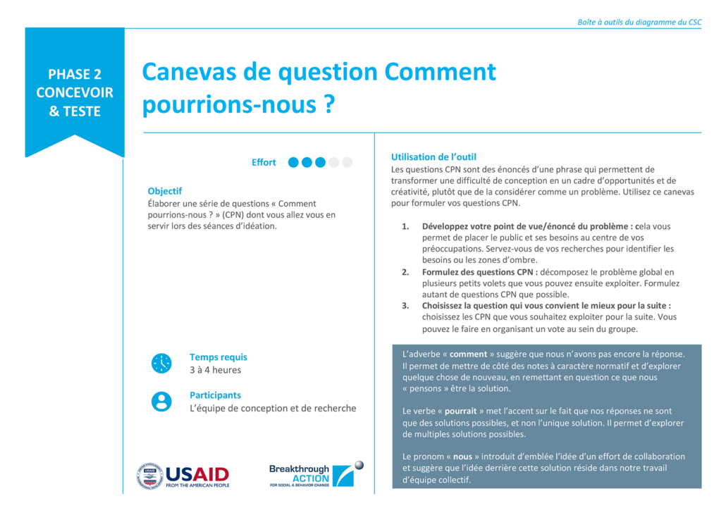 Canevas de question Comment pourrions-nous ?