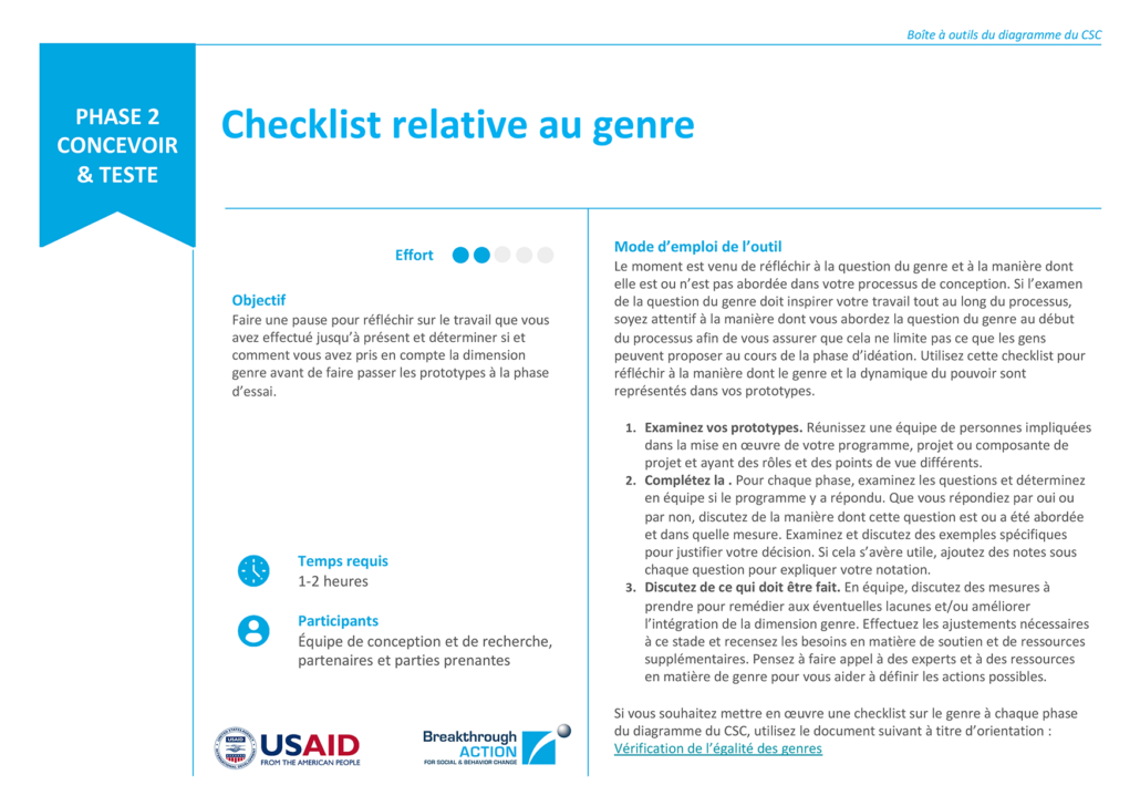 Checklist relative au genre