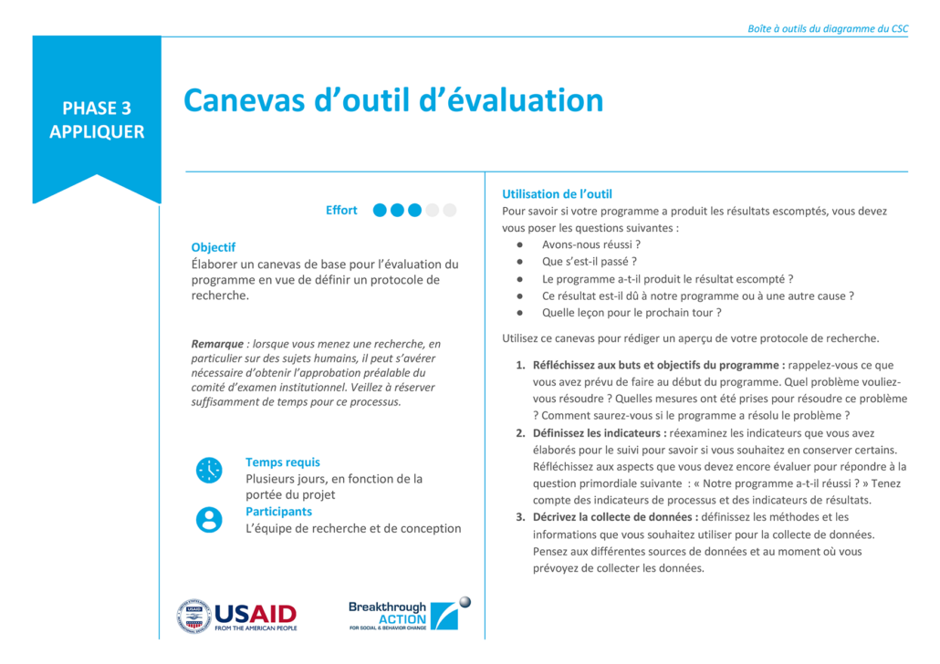 Canevas d'outil d'évaluation