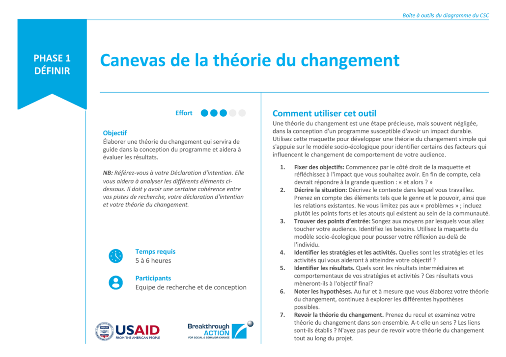 Canevas de la théorie du changement