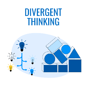 Divergent thinking equals messy stack of blocks