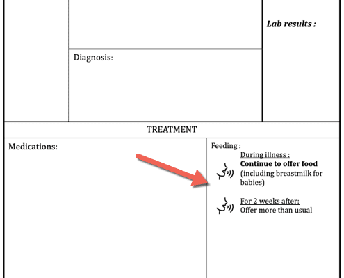 Feeding prescription in consultation form